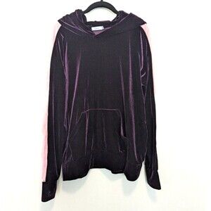 Liana Velour Hoodie Womens Size M Purple Velvet Sweater Lounge Athleisure Casual